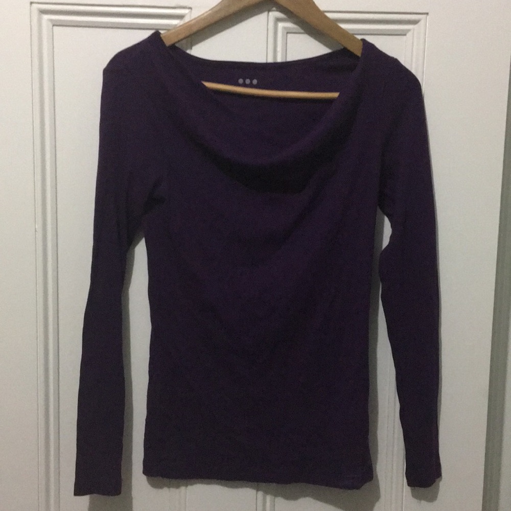 Three dot purple cowl neck blouse